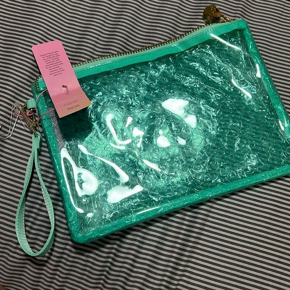 Stoney Clover Lane x Target Green Heart Bubble Clear Flat Pouch & Wristlet